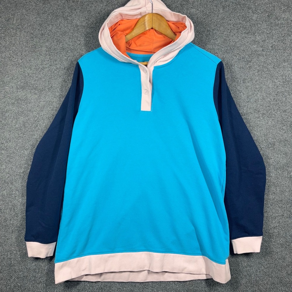 Lands End Hoodie Unisex Youth Large 14-16 Color Block Retro - Picture 1 of 7